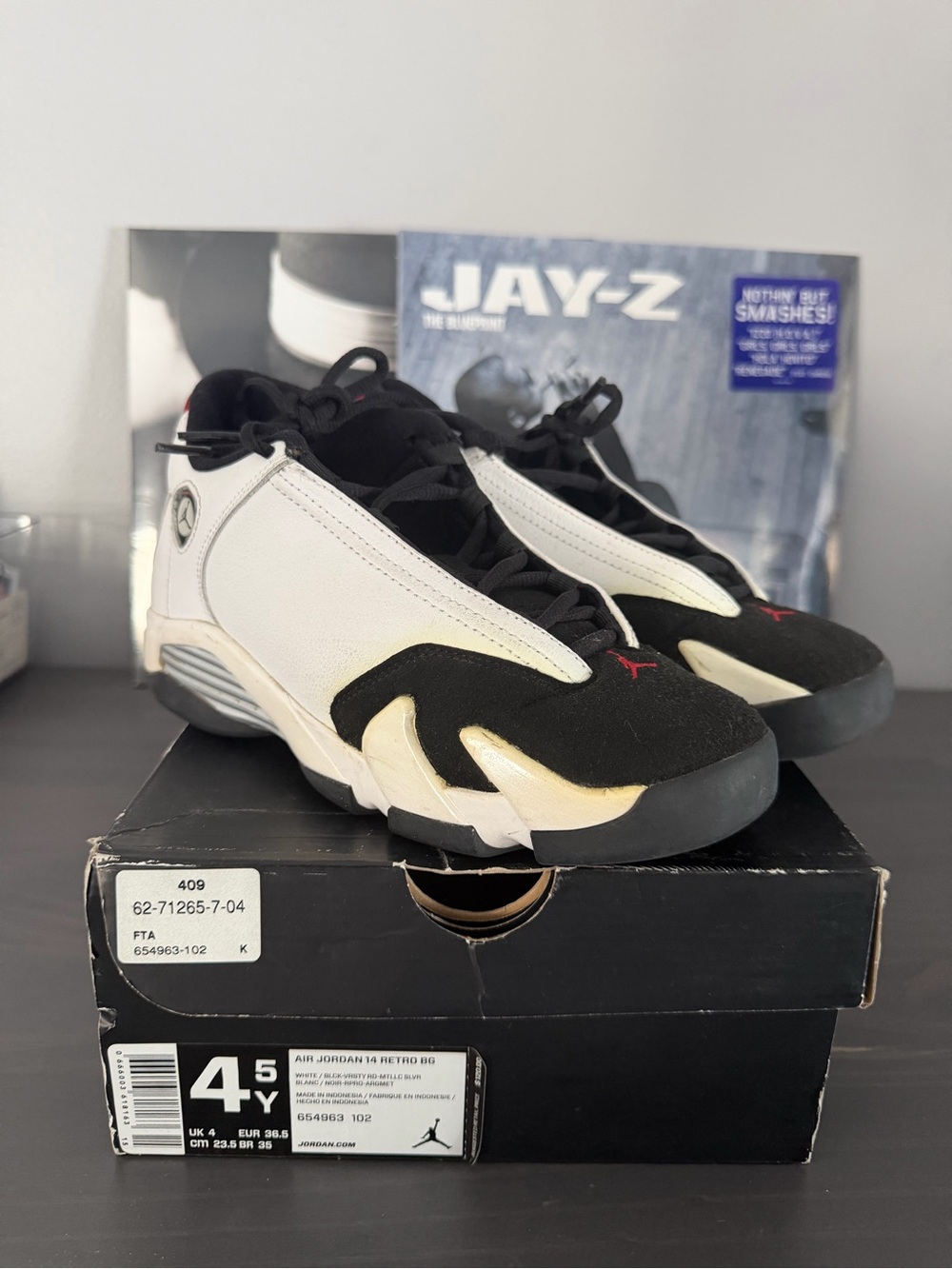 Air Jordan 14 black toe 4.5Y